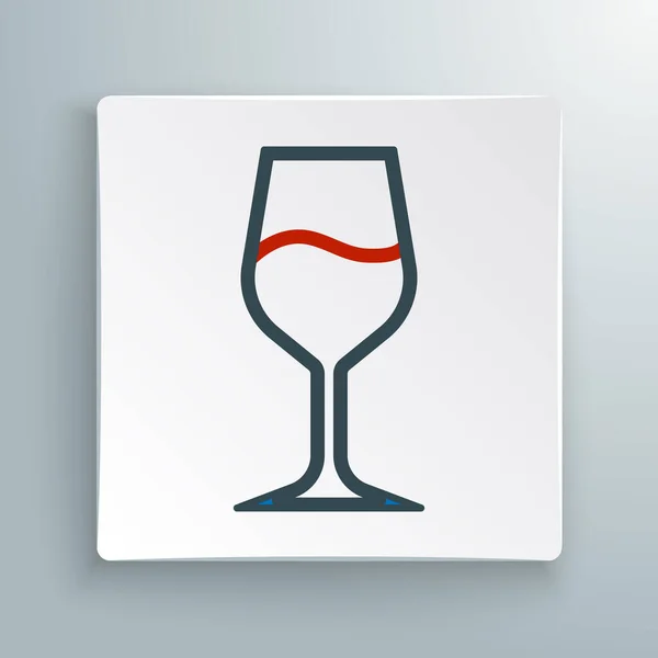 Line Wijn Glas Pictogram Geïsoleerd Witte Achtergrond Wijn Bordje Kleurrijk — Stockvector