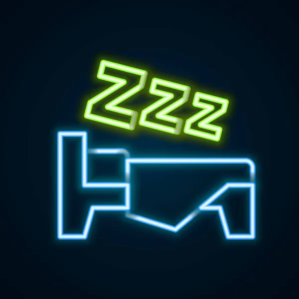 Glowing Neon Line Time Sleep Icon Isolated Black Background Sleepy — Stock Vector