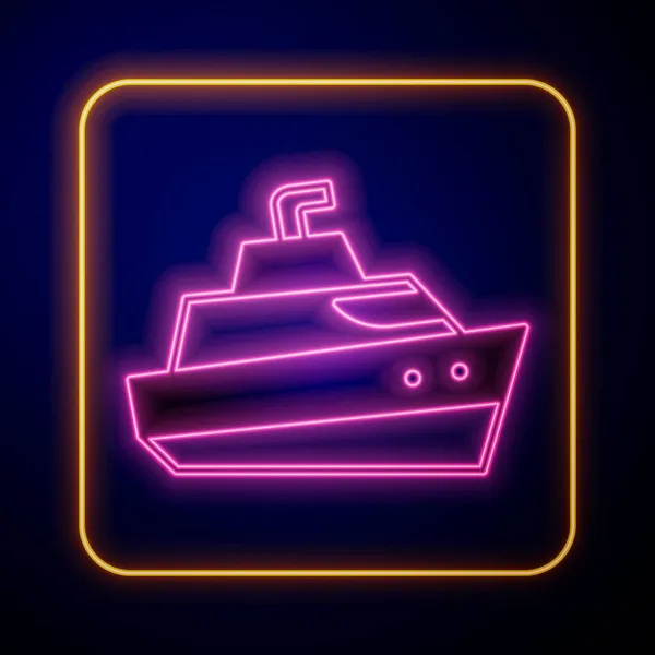 Glödande Neon Speedboat Ikon Isolerad Svart Bakgrund Vektor — Stock vektor