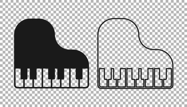 黑色的大钢琴图标孤立在透明的背景上 音乐乐器 — 图库矢量图片