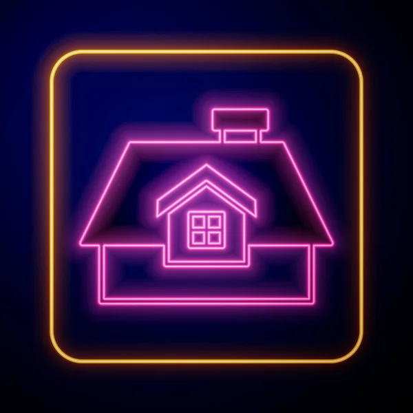 Glowing Neon House Icon Isolated Black Background Home Symbol Vector — Stock Vector