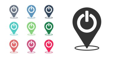 Siyah Güç simgesi beyaz arkaplanda izole edildi. Başlat işareti. Simgeleri renklendirin. Vektör