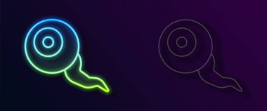 Parlayan neon hattı göz simgesi siyah arkaplanda izole edildi. Mutlu Cadılar Bayramı Partisi. Vektör