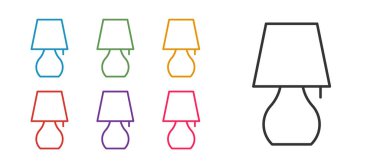 Masa lambası simgesini beyaz arkaplanda izole et. Gece lambası. Simgeleri renklendirin. Vektör