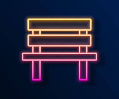 Parlayan neon hattı Bench simgesi siyah arkaplanda izole edildi. Vektör