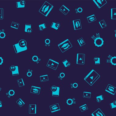 Ses kitabını ayarla, diplomalı çevrimiçi eğitim ve pürüzsüz şablon üzerine video oynat. Vektör