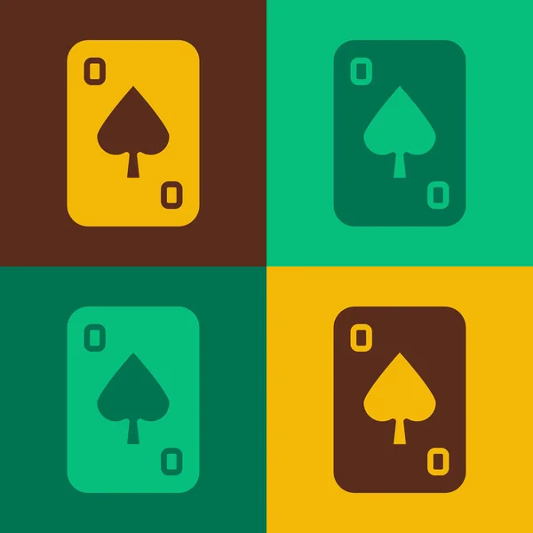 Pop Art Jogando Cartas Ícone Isolado Fundo Cor Jogo Casino — Vetor de Stock