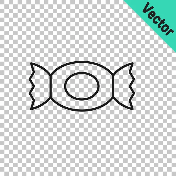Schwarze Linie Süßigkeiten Symbol Isoliert Auf Transparentem Hintergrund Frohe Halloween — Stockvektor