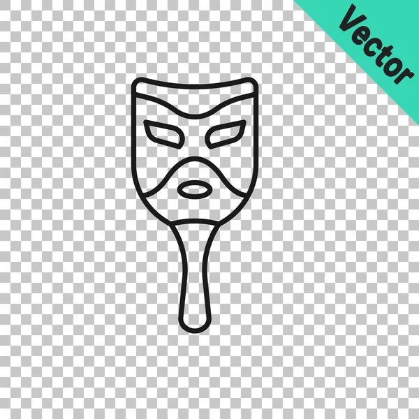 Icono Máscara Carnaval Línea Negra Aislado Sobre Fondo Transparente Máscara — Vector de stock