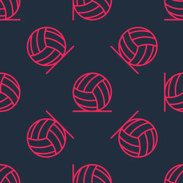 Rote Linie Volleyball Symbol Isoliert Nahtlose Muster Auf Schwarzem Hintergrund — Stockvektor
