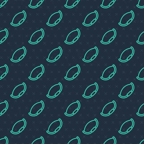 Yeşil çizgi ortaçağ yay ikonu mavi arka planda izole edilmiş pürüzsüz desen. Ortaçağ silahı. Vektör