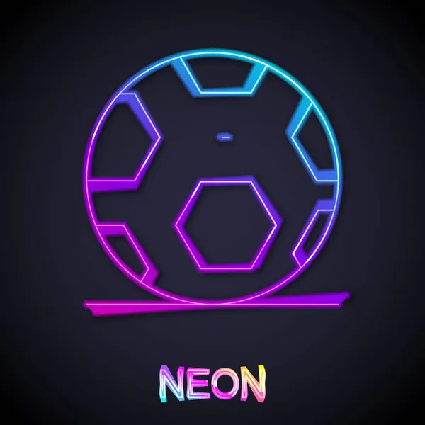 Leuchtende Neon Linie Fußball Ball Symbol Isoliert Auf Schwarzem Hintergrund — Stockvektor