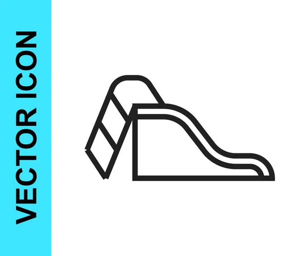 Schwarze Linie Slide Spielplatz Symbol Isoliert Auf Weißem Hintergrund Kinderrutsche — Stockvektor