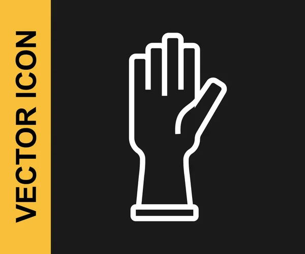 Белая Линия Защитные Перчатки Значок Изолирован Черном Фоне Вектор — стоковый вектор