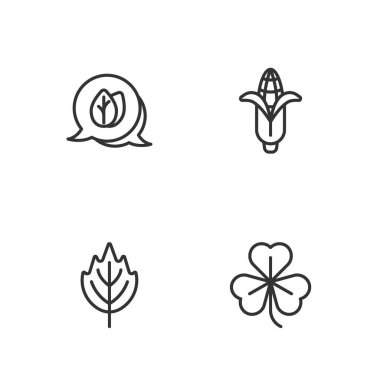 Yonca, Yaprak ve Mısır ikonunu ayarla. Vektör