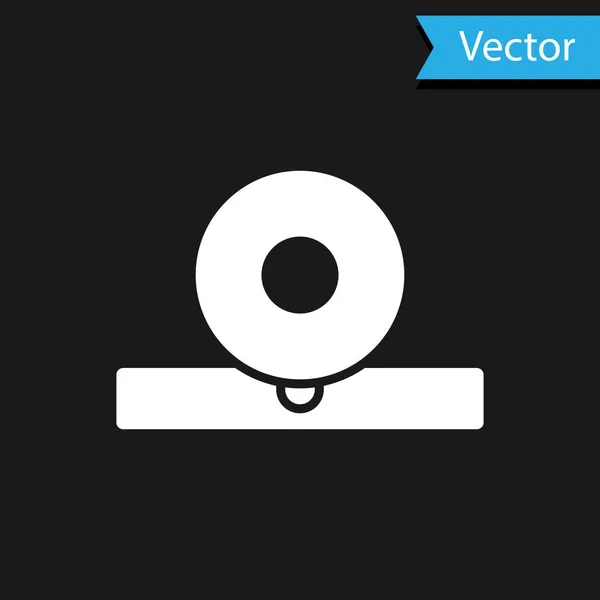 Белая Отоларингологическая Иконка Отражателя Головы Выделена Черном Фоне Оборудование Осмотра — стоковый вектор