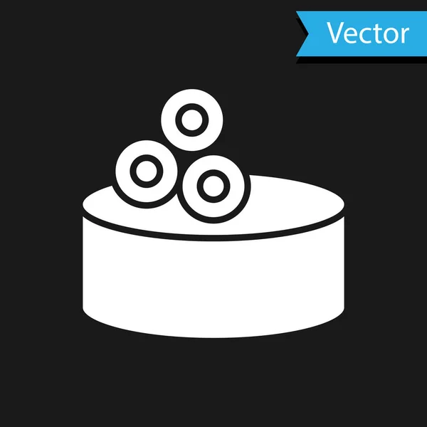 Latón Blanco Con Icono Caviar Aislado Sobre Fondo Negro Vector — Vector de stock