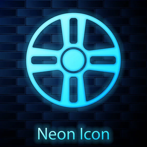 Rueda Aleación Neón Brillante Para Icono Coche Aislado Fondo Pared — Vector de stock