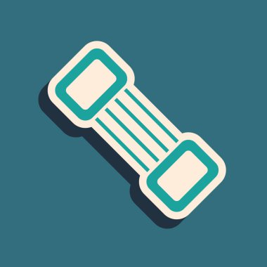 Yeşil Sandık genişletici simgesi yeşil arkaplanda izole edildi. Uzun gölge tarzı. Vektör