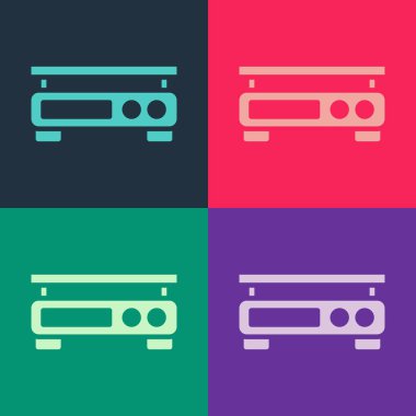 Pop Art Elektronik Ölçek simgesi renk arkaplanında izole edildi. Ağırlık ölçüm aletleri. Vektör