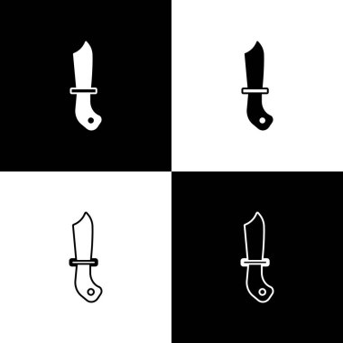 Siyah beyaz arka planda askeri bıçak ikonu belirleyin. Vektör