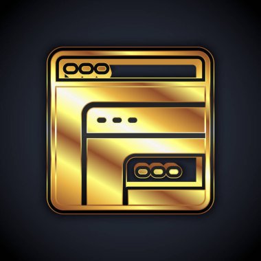 Altın Yazılım, web geliştirici programlama simgesi siyah arkaplanda izole edildi. Program kodunun rastgele bilgisayar betiği parçalarını Javascript et. Vektör