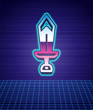 Oyun simgesi için Retro stili Kılıç izole edilmiş geleceksel manzara arkaplanı. 80 'lerin moda partisi. Vektör
