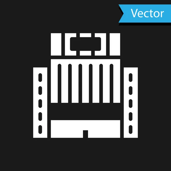White Hotel Ukraina Building Icon Isolated Black Background Vector — Stock Vector