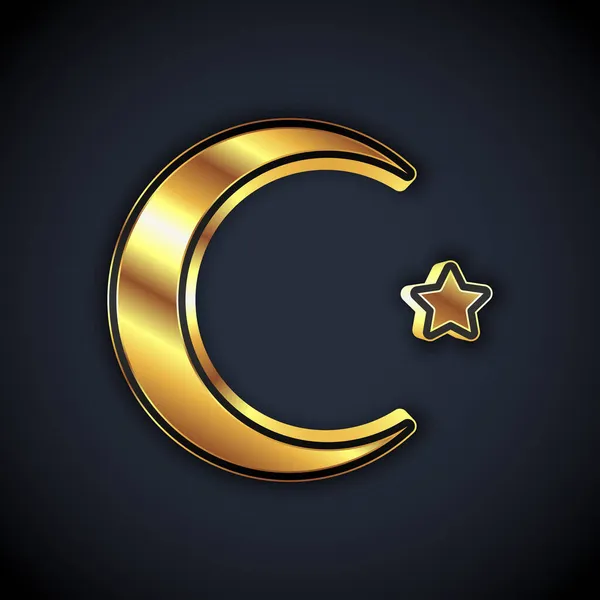 Estrella Oro Media Luna Símbolo Del Icono Del Islam Aislado — Vector de stock