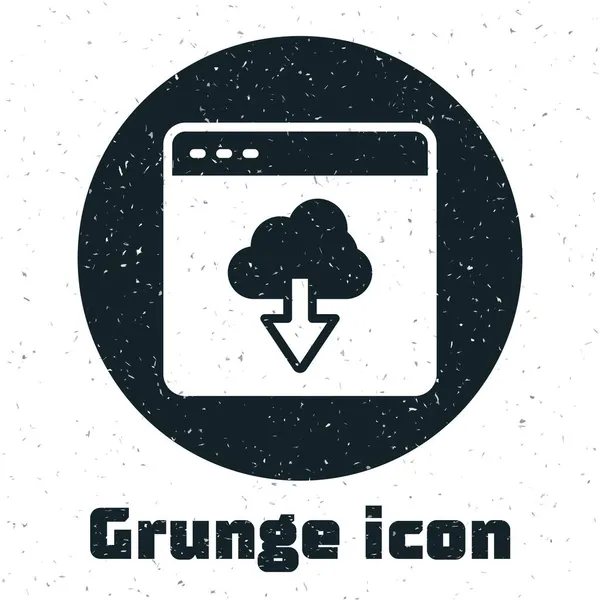 Grunge Cloud Technologie Data Overdracht Opslag Pictogram Geïsoleerd Witte Achtergrond — Stockvector