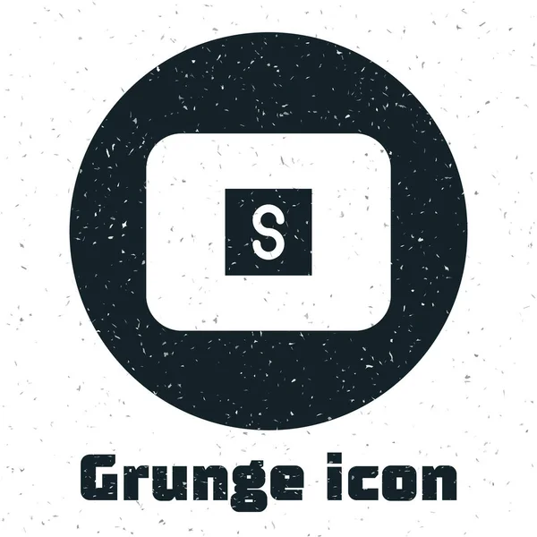 Grunge Stop Media Button Icoon Geïsoleerd Witte Achtergrond Monochrome Vintage — Stockvector