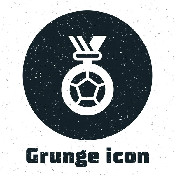 Grunge Ícone Futebol Medalha Futebol Isolado Fundo Branco Desenho Vintage —  Vetores de Stock