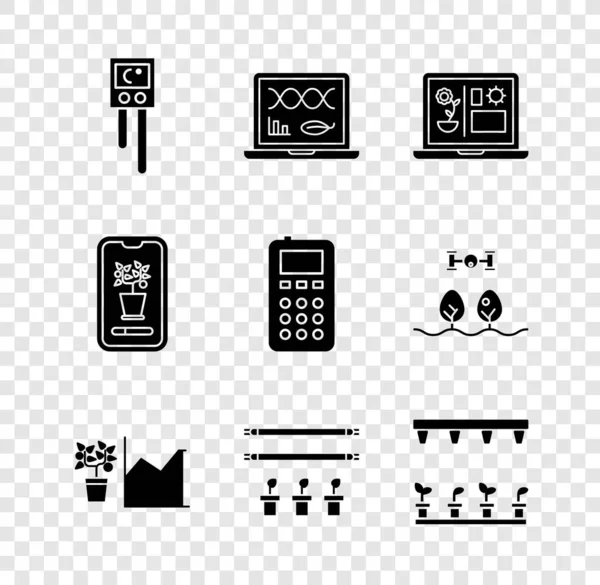 Set Capteur Température Humidité Technologie Agricole Intelligente Statistiques Fleurs Avec — Image vectorielle