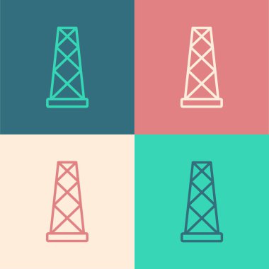 Pop sanat çizgisi Anten simgesi renk arkaplanında izole edildi. Radyo anteni kablosuz. Teknoloji ve ağ sinyali radyo anteni. Vektör