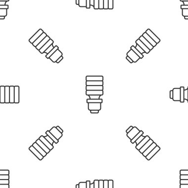 Gri çizgi LED ampul simgesi beyaz arka planda izole edilmiş kusursuz desen. Ekonomik LED ışıklı ampul. Enerji lambasını sakla. Vektör