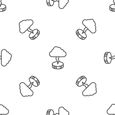 Gri çizgili Storm ikonu beyaz arka planda kusursuz deseni izole etti. Bulut ve şimşek işareti. Fırtınanın hava durumu ikonu. Vektör