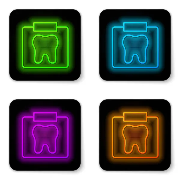 Świecący Neon Linii Rentgen Ikony Zęba Izolowane Białym Tle Prześwietlenie — Wektor stockowy