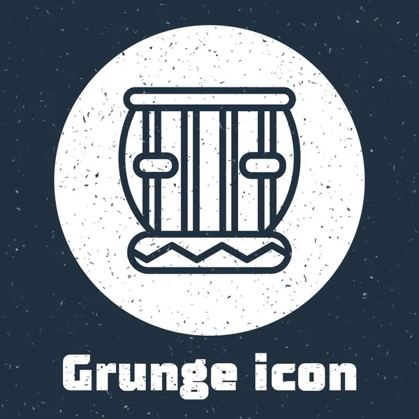 Grunge Line Indisches Musikinstrument Tabla Symbol Isoliert Auf Grauem Hintergrund — Stockvektor