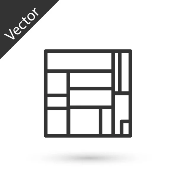 灰线条的房子Ediěo Mirador图标孤立在白色背景上 Mvrdv建筑师在西班牙马德里的Mirador社交住房 — 图库矢量图片