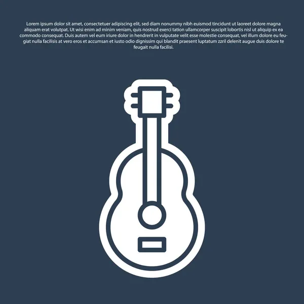 蓝线西班牙吉他图标孤立在蓝色背景 声吉他 弦乐乐器 — 图库矢量图片