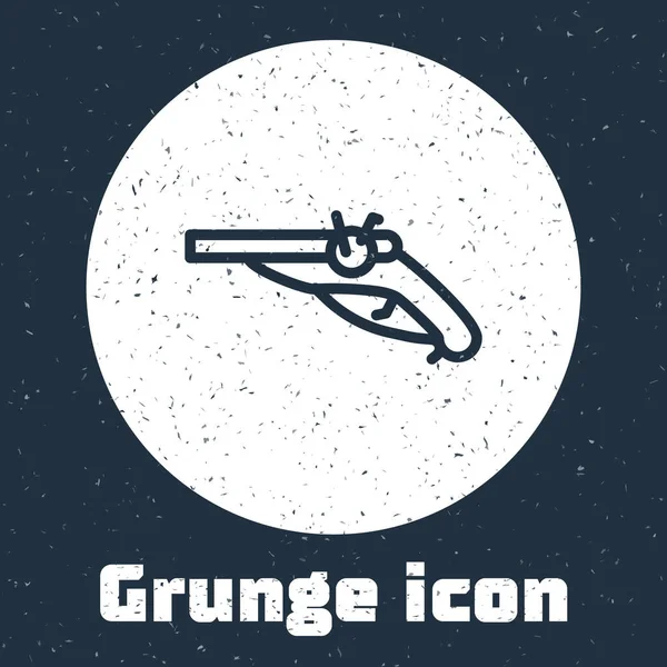 Línea Grunge Icono Pistolas Vintage Aislado Sobre Fondo Gris Arma — Vector de stock