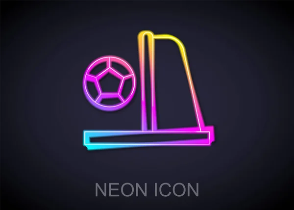 Leuchtende Neon Linie Fußballtor Mit Ball Symbol Isoliert Auf Schwarzem — Stockvektor