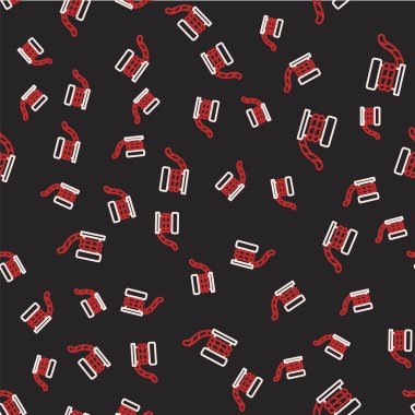 İskele ikonuna bağlanmış halatla kaplı bir denizci kordonu. Siyah arka planda izole edilmiş bir iz var. Vektör