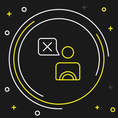 Çizgi taksi sürücüsü simgesi siyah arkaplanda izole edildi. Renkli taslak konsepti. Vektör