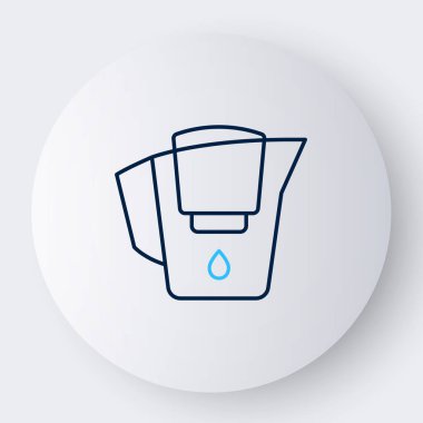 Beyaz arkaplanda izole edilmiş bir filtre simgesi olan çizgi suyu testisi. Renkli taslak konsepti. Vektör