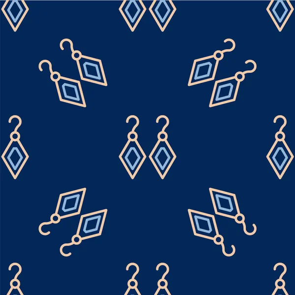 Line Earrings Icon Isolated Seamless Pattern Blue Background Jewelry Accessories — Stock Vector