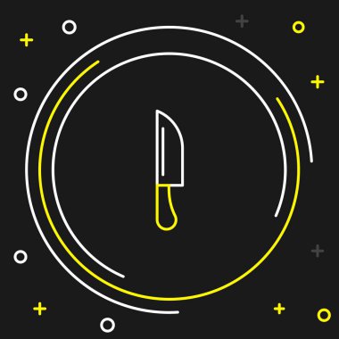 Çizgi Bıçak simgesi siyah arkaplanda izole edildi. Çatal bıçak sembolü. Renkli taslak konsepti. Vektör