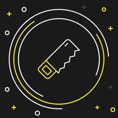 Çizgi El siyah arkaplanda izole edilmiş bir simge gördü. Renkli taslak konsepti. Vektör