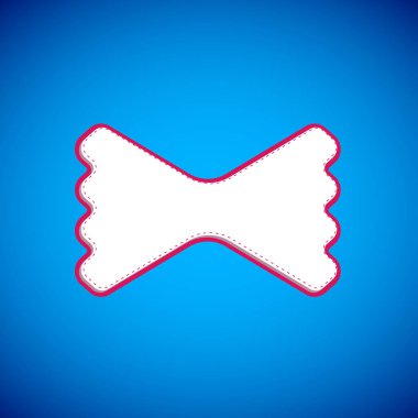 Mavi arka planda beyaz makarna simgesi izole edildi. İtalyan mutfağı. Vektör