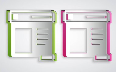 Kağıt kesiği Tarayıcı pencere simgesi gri arkaplanda izole edildi. Kağıt sanatı tarzı. Vektör